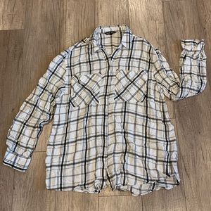 Express Plaid Long Sleeve Top